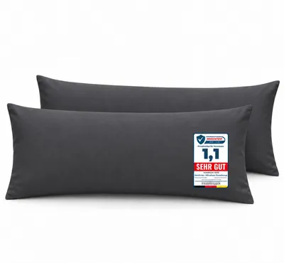 Produktbild von Komfortec Premium Kissenbezug 40x145 cm – 2er Set – Kissenhülle mit Reißverschluss – 100% gebürstete Mikrofaser– Superweich Anthrazit Kopfkissenbezug, KI-generiertes Bild