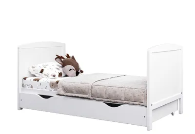 Produktbild von Babybett Leo 60×120 cm mit Schublade, Sofafunktion, verstellbarem Lattenrost und herausnehmbaren Sprossen (ohne Matratze)