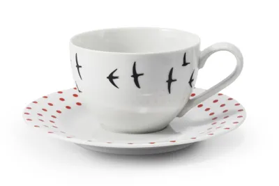 Obrázok produktu pre Šálka s podšálkou, český porcelán, 200 ml, Leander, BeFree, červená