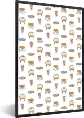 Produktbild von MuchoWow® MuchoWow® Gerahmtes Poster Wohnzimmer - Muster - Farben 40x60 cm - Poster mit zchwarzem Bilderrahmen - Papierdruck - Wandbilder