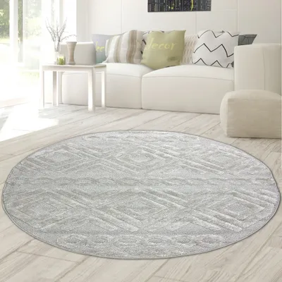 Obrázek produktu pro Koberec do obývacího pokoje ve stylu boho se vzorem diamantů a kruhů v béžové barvě Velikost - 160 cm Round