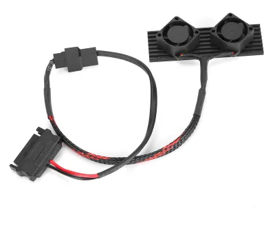 Zdjęcie produktu dla Radiator do dysków SSD z 2 wentylatorami – wentylatory chłodzące do dysków półprzewodnikowych M.2 2280 i SATA z podkładkami termicznymi do komputerów stacjonarnych