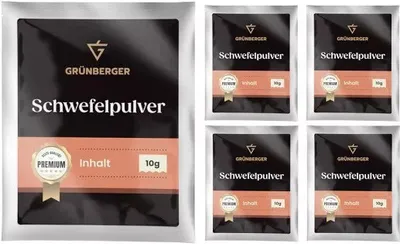 Zdjęcie produktu dla Grünberger PROSZEK SIARKOWY Pirofosforan potasu Środek dezynfekujący Wino PREMIUM – 5 sztuk