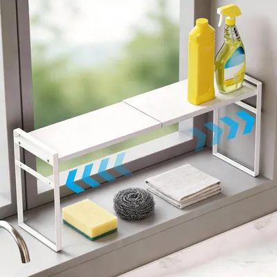 Immagine prodotto di Organizzatore estraibile per scaffali della cucina, colore bianco, dimensioni 35-60 cm