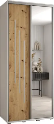 Produktbild von MEBLE KRYSPOL Davos 9 Schrank, zwei Türen - 235,2x100x60 cm - Weiß Artisan Silber