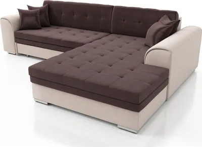Produktbild von Couchgarnitur SARRA Beige-Schokolade mit Schlaffunktion Ottomane Rechts