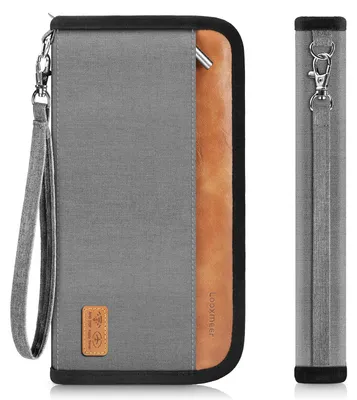 Produktbild von Looxmeer Reisepass Tasche Familie, Tragbare Ausweistasche, Große Kapazität – Graubraun