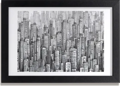 Produktbild von Bild 30x20 MDF-Rahmen, Wandkunst Wolkenkratzer