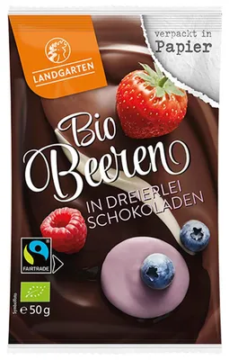 Produktbild von Landgarten  Beeren in Dreierlei Schokoladen 50g