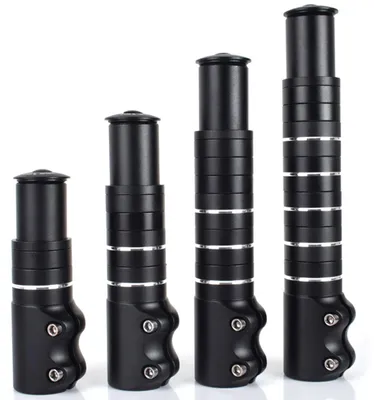 Imagen del producto de Extensión para manillar de bicicleta, fabricada en aluminio, ajustable, de 115 mm, compatible con manillares de 28,6 mm