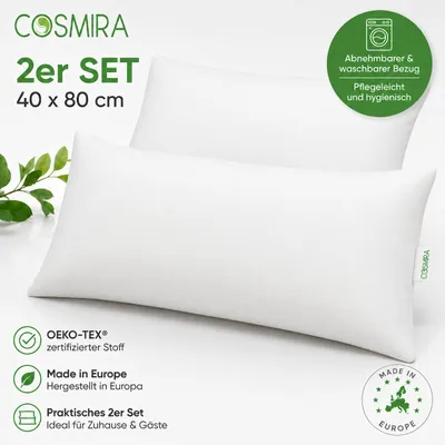 Produktbild von 2er Set Kopfkissen mit abnehmbarem Bezug 80x40 cm, KI-generiertes Bild