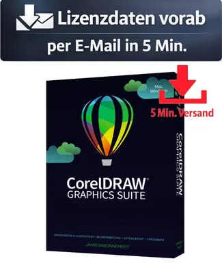 Produktbild von CorelDRAW Graphics Suite 365 (1 Device - 1 Jahr) ESD Bild Video Audio 5 Min. Versand als Download per Mail