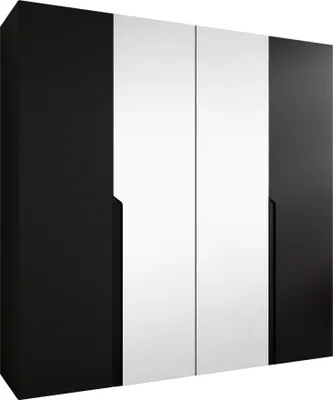 Produktbild von MIRJAN24 Kleiderschrank Mila 2 200 mit Spiegel, Schlafzimmer, Kleiderschrank, mit vier Drehturen und mit zwei Kleiderstange, Modern, Garderobenschrank (Farbe: Schwarz + Schwarz)