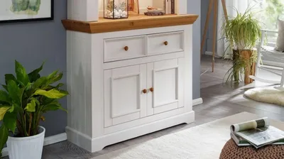 Produktbild von Kommode 109x94cm "Zürich" Kiefer massiv weiß WZ-0133