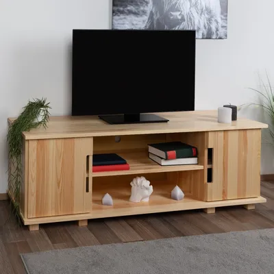 Produktbild von TV-Unterschrank Kiefer massiv Vollholz natur 006 - Abmessung 55 x 160 x 47 cm (H x B x T)