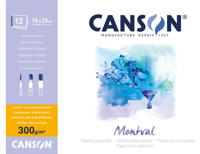 Produktbild von Canson Montval Block einseitiggeleimt, 18 x 25 cm, 12 Blatt, 300 g/m²