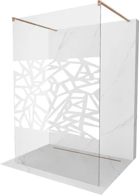 Obrázok produktu pre Mexen Kioto voľne stojaca sprchová stena 140 x 200 cm, biely vzor 8 mm, brúsená meď - 800-140-002-65-85