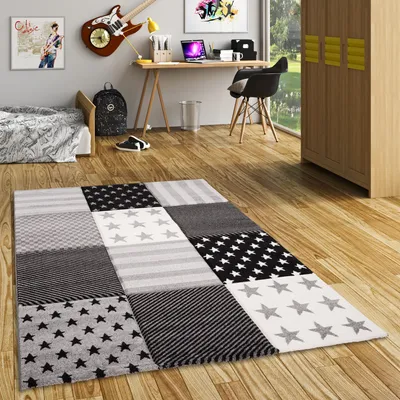 Produktbild von Kinder Teppich Maui Kids Grau Sterne, Größe:80x150 cm