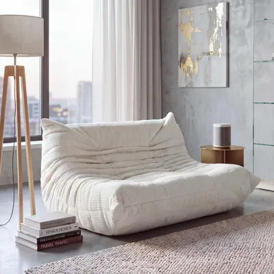 Zdjęcie produktu dla Sofa dwuosobowe HWC-R34, sofa dwuosobowa, sofa tapicerowana/relaksacyjna, obita tkaniną welurową (300g/m²), szerokość 138 cm, kolor: kremowy