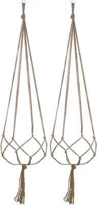 Obrázok produktu pre Sada 2 Závesných Kvetináčov, Macrame Držiak na Rastliny, Juta, 122 cm, Pre Interiér a Exteriér