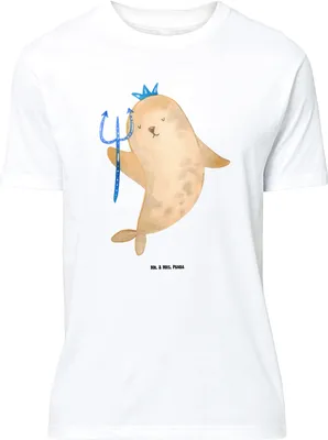 Produktbild von Mr. & Mrs. Panda Größe M T-Shirt Sternzeichen Wassermann - Weiß - Geschenk, Herren, Geburtstag Februar, Tshirt, Shirt, Januar, Meer, mit Spruch, Meermann, Nix