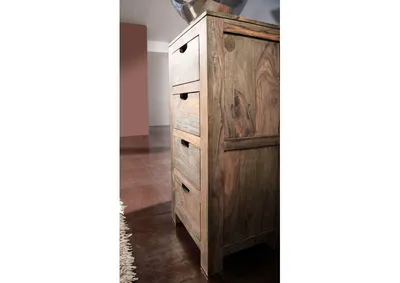 Produktbild von MASSIVMOEBEL24 Kommode Sheesham 45x40x100  grau geölt NATURE GREY #54