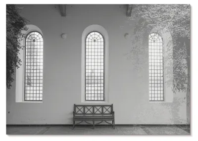 Produktbild von POSTER - 29x21 cm (A4) - Luca "Aero" Romano - Minimalistisches Interieur mit Fenstern und Pflanzen -  Wandbild für Wohnzimmer Schlafzimmer & Flur, Modernes Poster Wanddeko, Ungerahmt