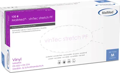 Produktbild von MaiMed-vinTec Stretch PF Gr. L, unsteril, puderf Vinyl-Untersuchungshandschuhe zu 100 St./Box | Box (100 Stück)