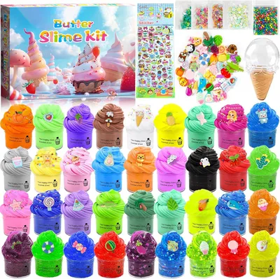 Immagine prodotto di Kit per creare slime colorato - Set da 36 pezzi - Accessori per slime dai colori vivaci, ideali per bambini - Giocattolo per creare slime