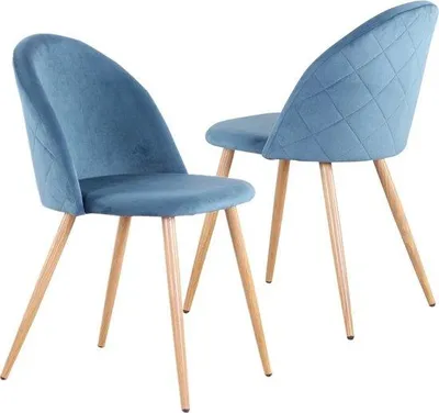 Productafbeelding van Famanu Eetkamerstoel Set van 2 - Stroomlijner ontwerp - Blauw