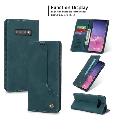 Obrázek produktu pro RetroPolyuretankožené pouzdro pro Samsung Galaxy S10 peněženkový design pouzdro s držákem na karty a stojánkem modré