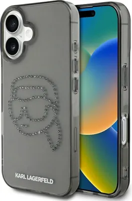 Produktbild von KARL LAGERFELD case passend für IPHONE 16 Pro KLHCP16LHKHDCELK (IML Rhinestones S K Head) black