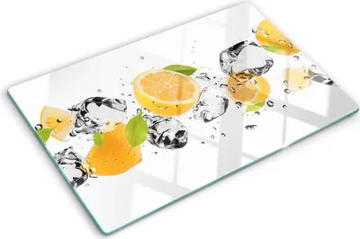 Obrázek produktu pro Kryt varné desky – Kryt na indukční desku – Ochranná skleněná deska – 80x52 cm– Skleněné ochranné desky na sporák –Tvrzené sklo –Citron a voda