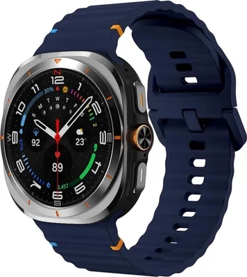Produktbild von Für Samsung Galaxy Watch 8 / 8 Classic Design Wellenstruktur Silikon Armband Dunkelblau Größe: L