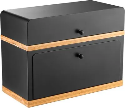 Produktbild von Brotkasten aus Bambus, 38x28x18 cm, zweiteilige Aufbewahrungsbox