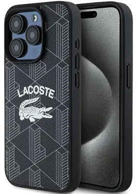 Zdjęcie produktu dla Etui Lacoste Monogram Vintage Logo MagSafe do iPhone 15 Pro czarny
