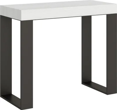 Produktbild von Ausziehbare Konsole 90x40/196 cm Tecno Small Gestell Weiß Esche Anthrazit