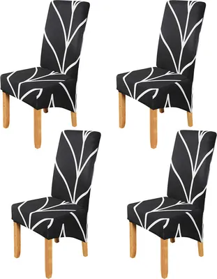 Produktbild von Stretch Stuhlhusse 4 pcs, Parsons Stuhl Slipcover-Stuhlbezüge für Speisesaal, Schwarzer Stil