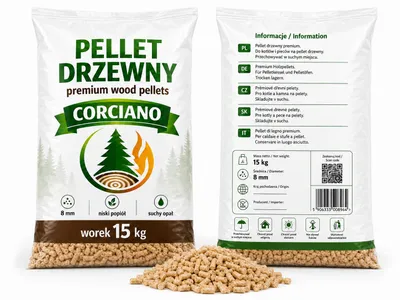 Zdjęcie produktu dla Pellet drzewny Corciano Opał zimowy Paleta 975kg brzoza, Obraz wygenerowany przez AI