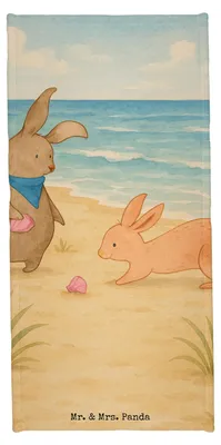 Produktbild von Mr. & Mrs. Panda Handtuch Hasen Muschel Design - Blau Pastell - Geschenk, Muscheln, Strand, Badehandtuch, Badhandtuch, Duschhandtuch, BFF, sporthandtuch, Muttertag