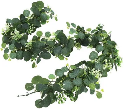 Zdjęcie produktu dla Sztuczne girlandy z liści eukaliptusa, długość 180 cm, do dekoracji ścian i wnętrz
