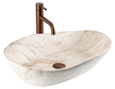 Immagine prodotto di Lavabo Da Appoggio Rea Emilia Reno Beige, Pietra Artificiale