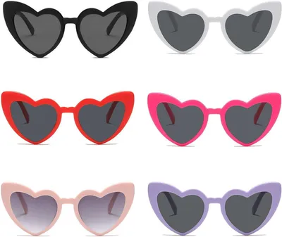 Immagine prodotto di Occhiali da sole a forma di cuore, 6 paia, colorati, ideali per feste