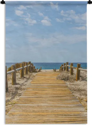 Produktbild von MuchoWow® Wandteppich Wandbehang Strand - Weg - Sommer 90x135 cm Tapisserie Dekoration Wandtuch - Baumwolle - Wandskulptur