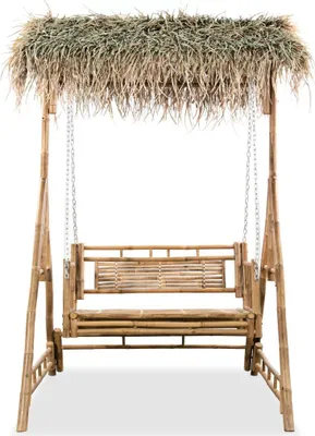 Produktbild von vidaXL Hollywoodschaukel 2-Sitzer mit Palmblättern Bambus 202 cm