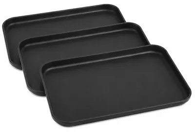 Produktbild von Set mit 3 Serviertabletts, schwarz, Kunststoff, 30,5 x 22 cm