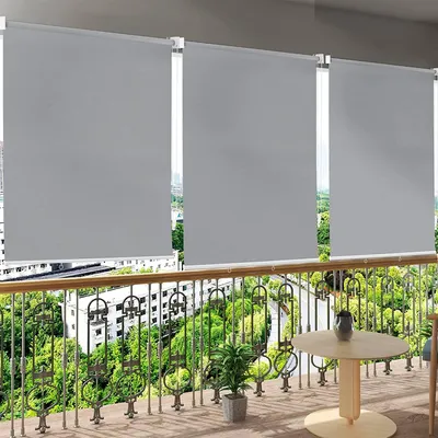 Produktbild von Vertikales Sonnenschutz-Balkonrollo für den Außenbereich | Grau | 140x240 cm