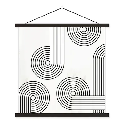 Produktbild von MuchoWow® Textilposter Abstrakt - Linien - Schwarz - Grau 40x40 cm mit schwarzem Rahmen - Fotos