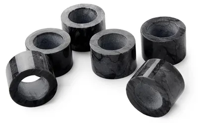 6er-Set Marmor-Serviettenringe, schwarz, rund, 4,6 cm