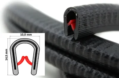 Produktbild von KS1-4S Kantenschutzprofil schwarz glänzend Klemmbereich 1-4 mm Maße 14,5x10 mm